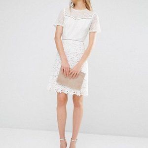 Reiss Heather Mix Lace White Dress